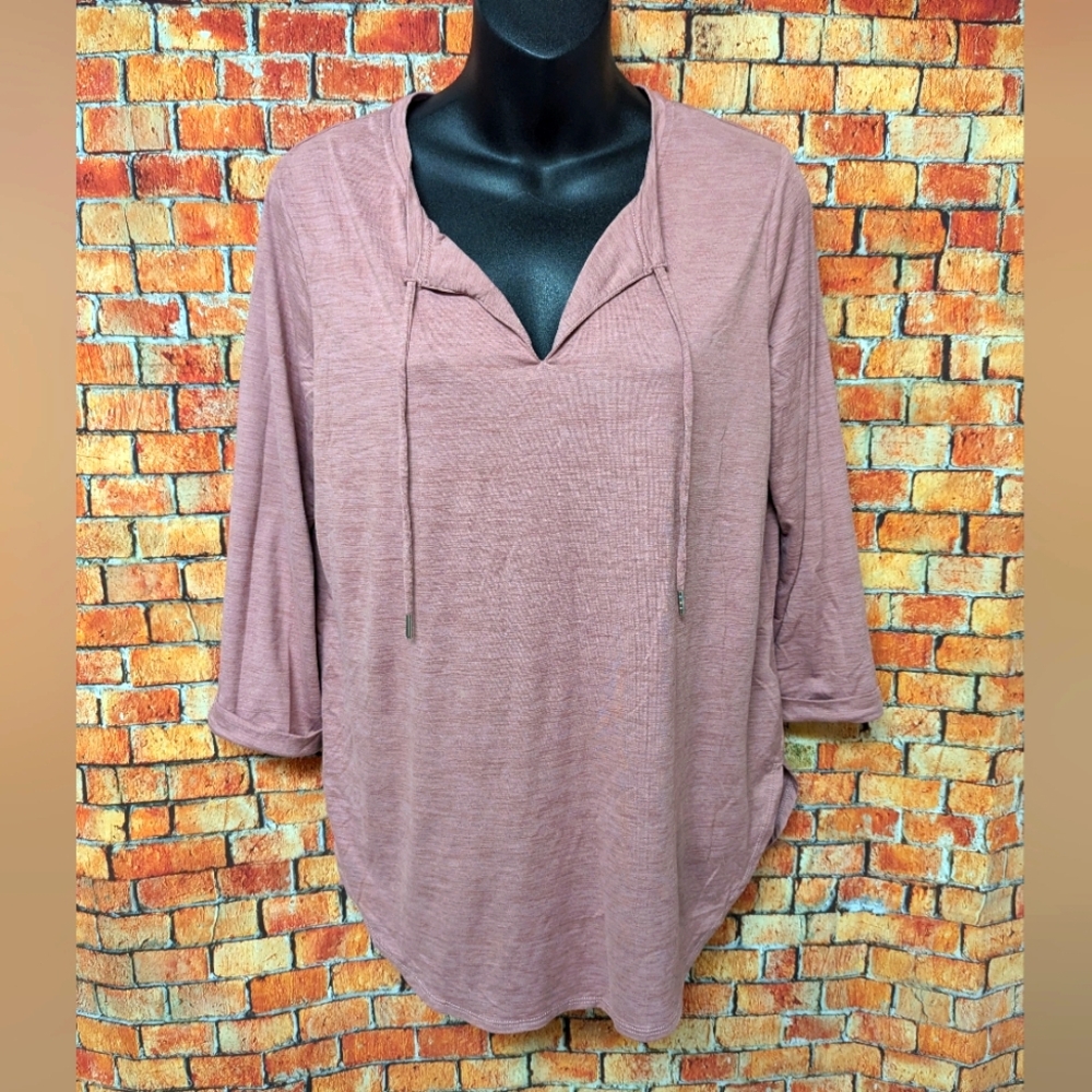 Hyba Women's Dusty Rose Top 3/4 Sleeve Size Medium